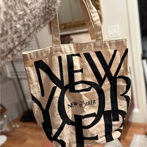 The New Yorker Classic Black on White Canvas Tote Bag